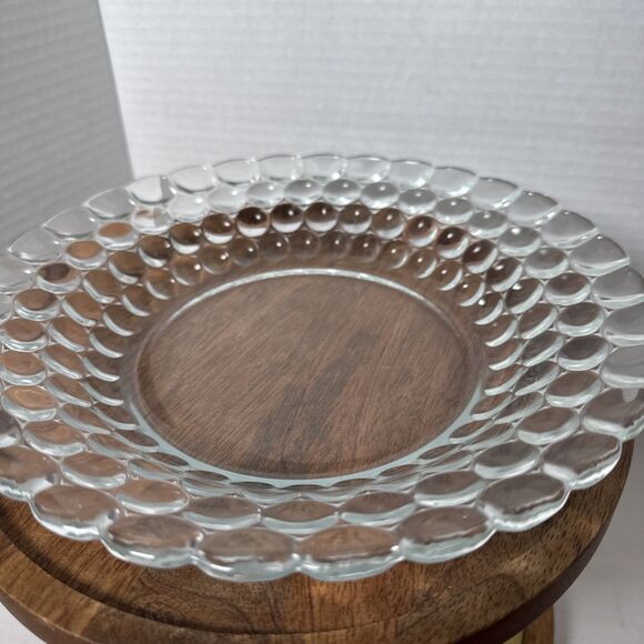 Vintage Clear Bubble Glass Round 8.75" Bowl Dish Bubble - Picture 1 of 9